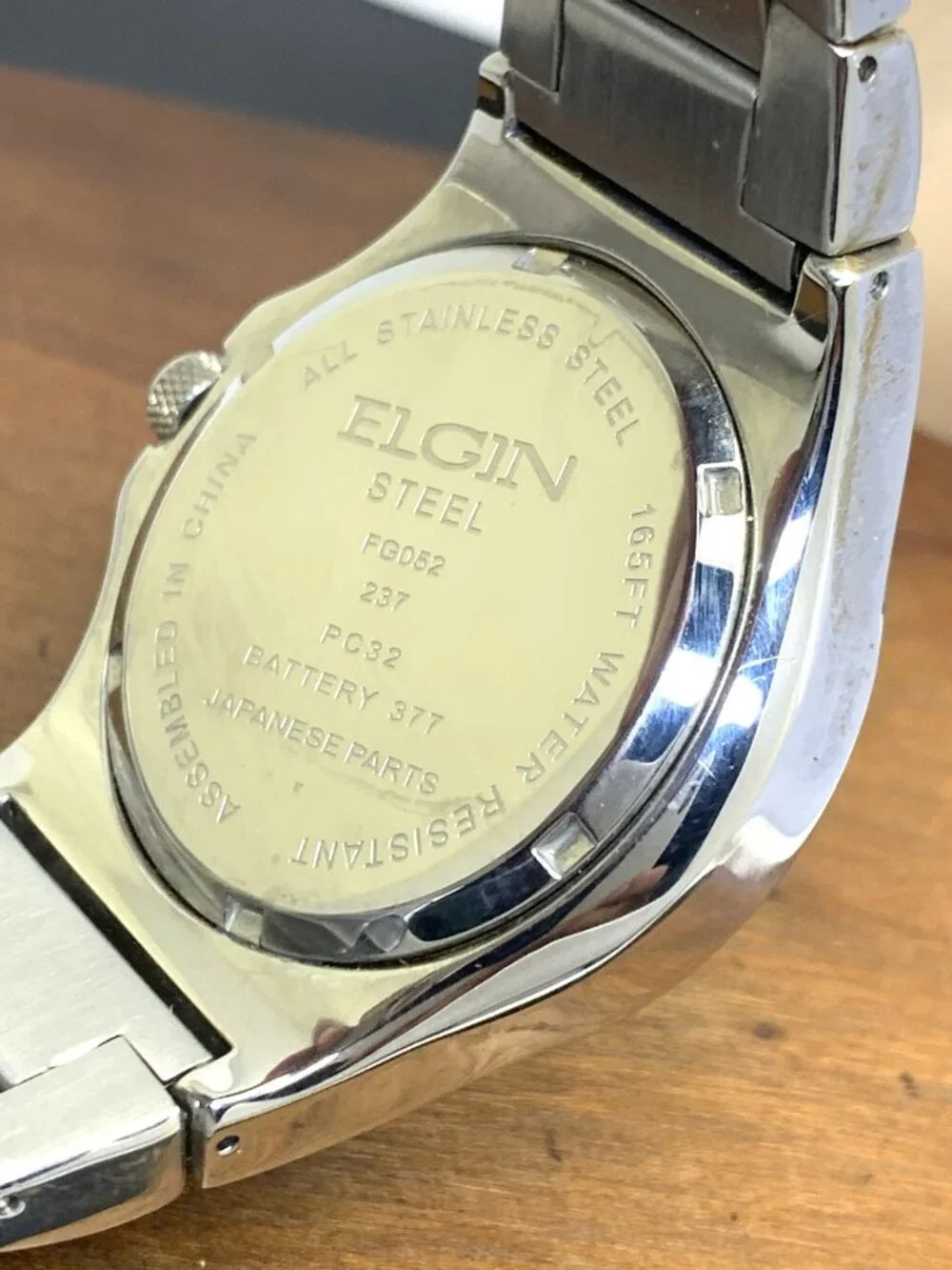 Elgin Men's Watch FG052 Quartz Blue Dial Date Silver Stainless Steel 41mm